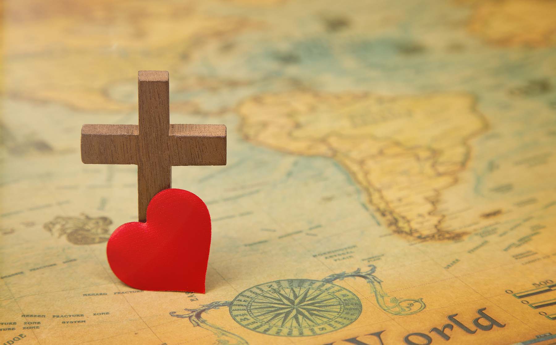 Map with cross and heart