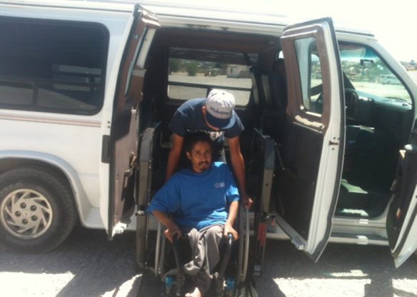 Lift van used to pick up wheelchair-bound patients